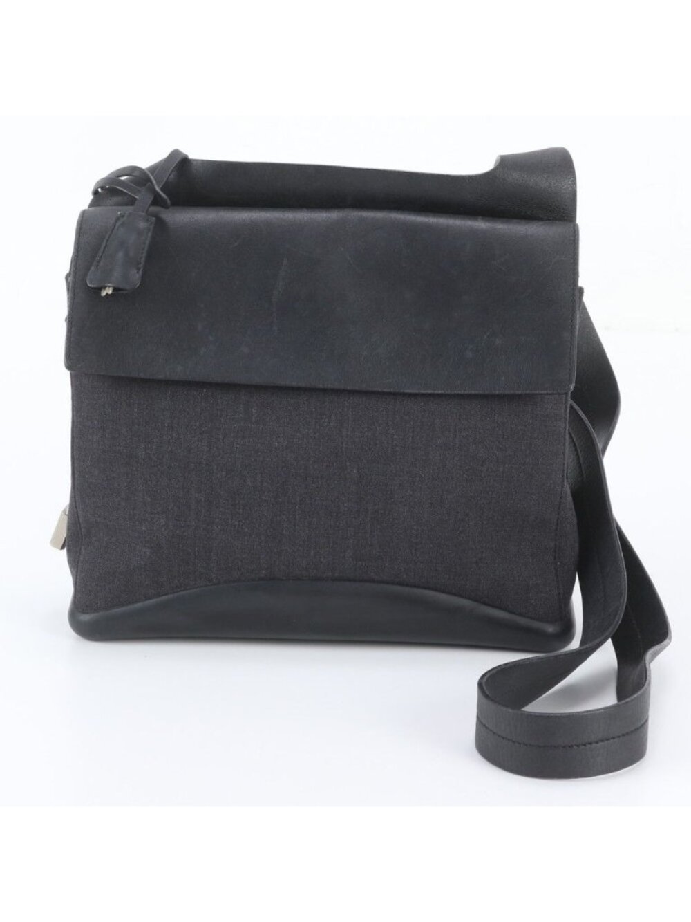 Prada Leather Shoulder Bag Crossbody Messenger Archive Y2k Black